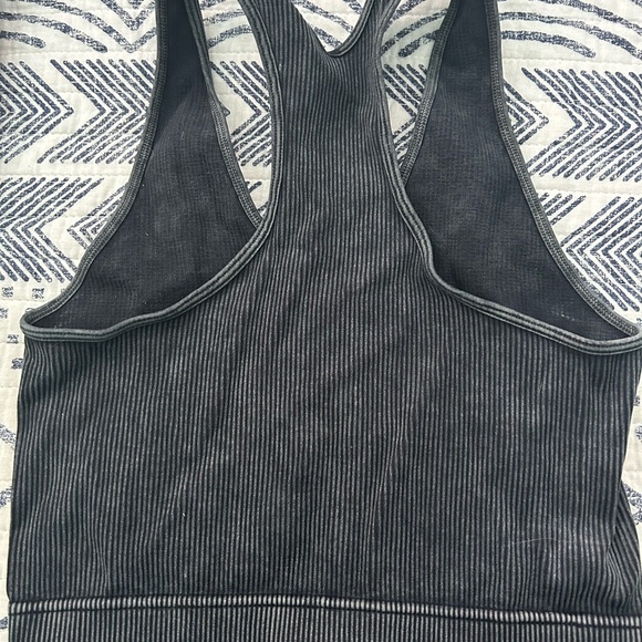 L/XL zenana Ribbed charcoal gray black bralette - Picture 1 of 2